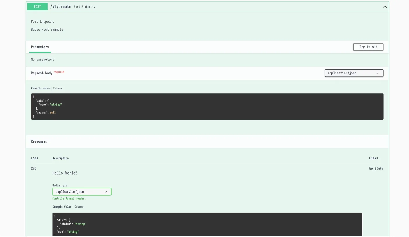 Swagger UI with the generated schemas